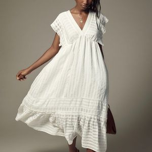V-Neck Ruffled Babydoll Tiered Dress